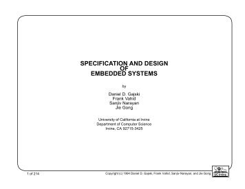 SPECIFICATION AND DESIGN OF EMBEDDED SYSTEMS