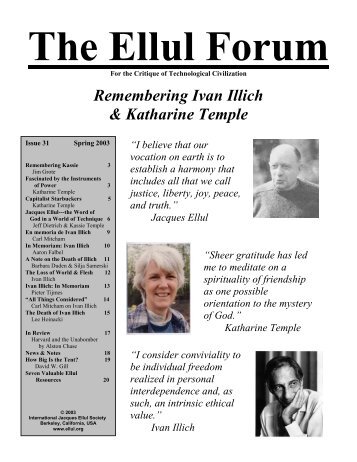 Remembering Ivan Illich & Katharine Temple - International Jacques ...