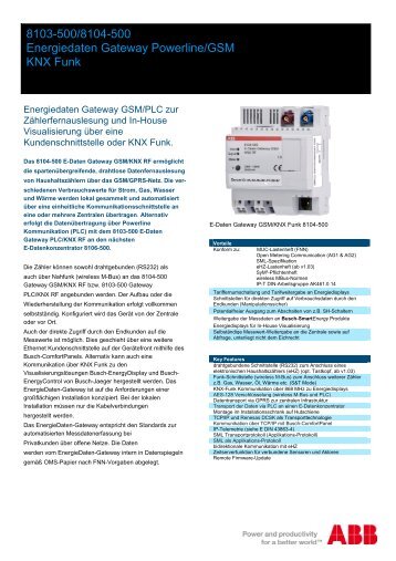 8103-500/8104-500 Energiedaten Gateway Powerline/GSM KNX Funk