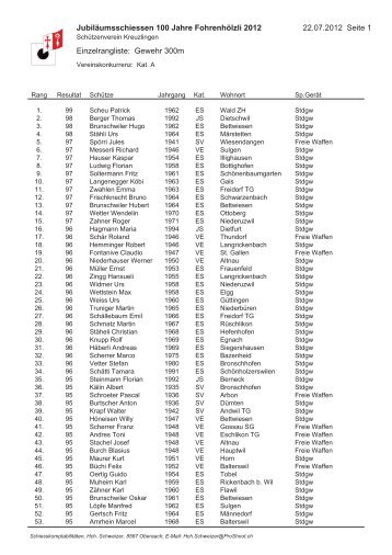 Jubiläumsschiessen 100 Jahre Fohrenhölzli 2012 ... - SG Bissegg