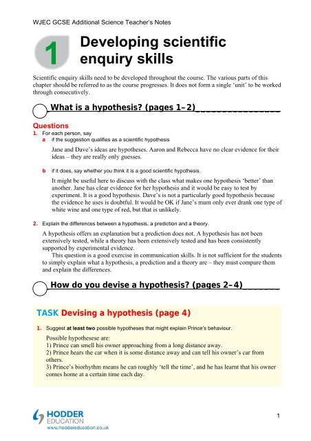 Teacher's notes and answers to questions in the book - Hodder Plus ...