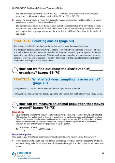 Teacher's notes and answers to questions in the book - Hodder Plus ...