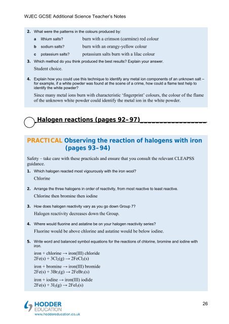 Teacher's notes and answers to questions in the book - Hodder Plus ...