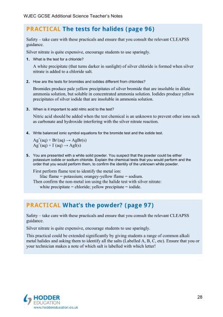 Teacher's notes and answers to questions in the book - Hodder Plus ...