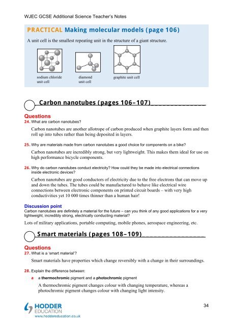 Teacher's notes and answers to questions in the book - Hodder Plus ...