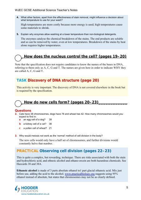 Teacher's notes and answers to questions in the book - Hodder Plus ...