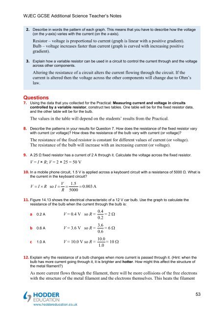 Teacher's notes and answers to questions in the book - Hodder Plus ...