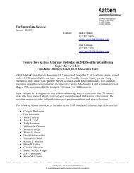 For Immediate Release Twenty-Two Katten Attorneys Included on ...