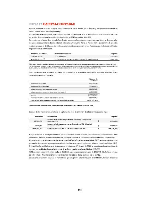 Reporte Anual que se presenta de acuerdo con ... - Arca Continental