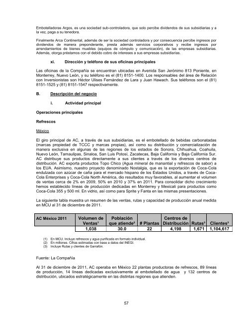 Reporte Anual que se presenta de acuerdo con ... - Arca Continental