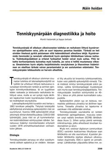 TenniskyynÃ¤rpÃ¤Ã¤n diagnostiikka ja hoito - Terveyskirjasto