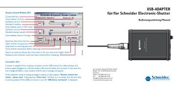 USB-ADAPTER für/for Schneider Electronic ... - Schneider-Kreuznach