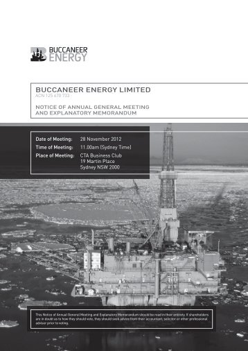 Buccaneer Energy Limited - ABN Newswire