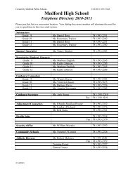 Medford High School Telephone Directory 2010-2011