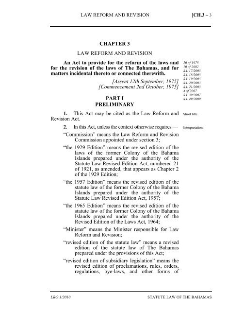 Law Reform and Revision Act - The Bahamas Laws On-Line