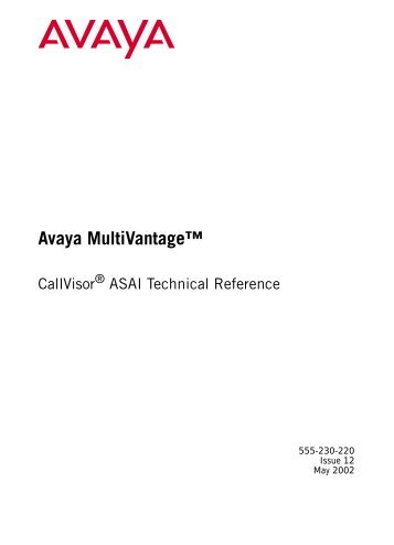 Avaya MultiVantage CallVisor ASAI Technical ... - Avaya Support