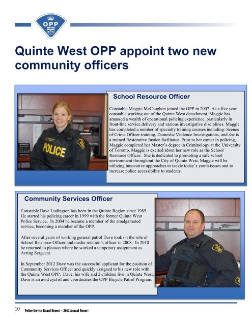 Police Service Board Report - City of Quinte West