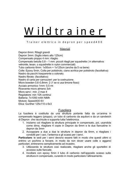 DISEGNI AEREOMODELLI DEPRON DA SCARICARE