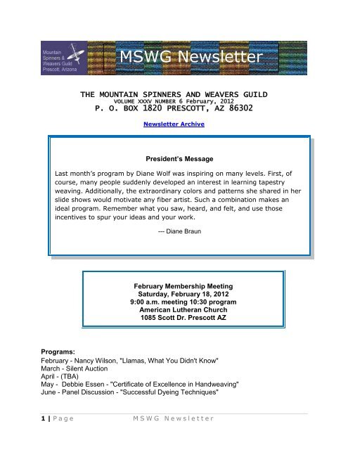 MSWG Newsletter - Mountain Spinners & Weaver Guild