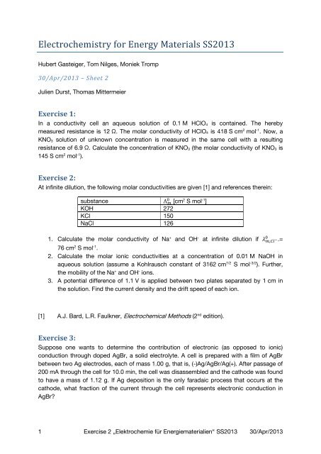 Electrochemistry for Energy Materials SS2013