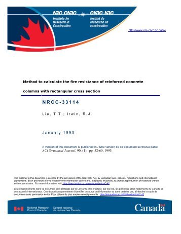 Method to calculate the fire resistance of reinforced concrete ...