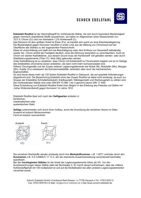 Gefügearten - Schoch Edelstahl GmbH