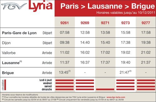 Paris > Lausanne > Brigue - TGV Lyria