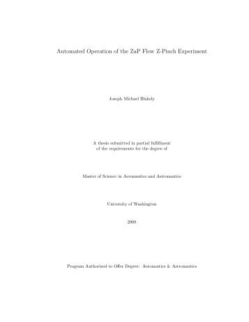 "Automated Operation of the ZaP Flow Z-Pinch Experiment," J.M. ...