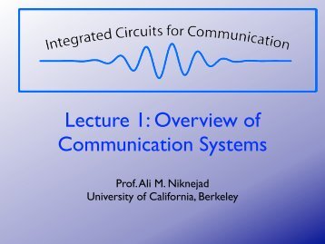 Lecture 1 - Ali M. Niknejad - University of California, Berkeley