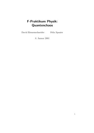 F-Praktikum Physik: Quantenchaos