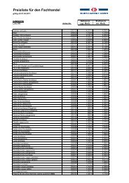 Preisliste für den Fachhandel