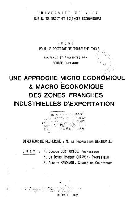 Une Approche Micro Economique Macro Economique Des Zones - 
