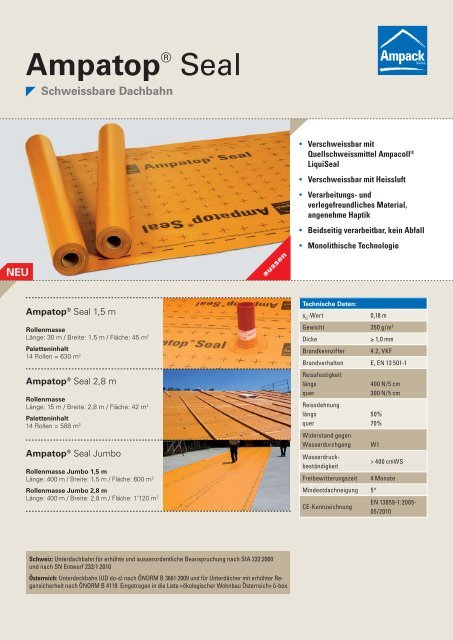 Datenblatt Ampatop Seal - Ampatop-seal, Schweissbare Dachbahn