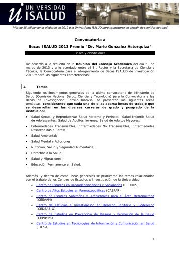 Bases Becas ISALUD - Universidad ISALUD