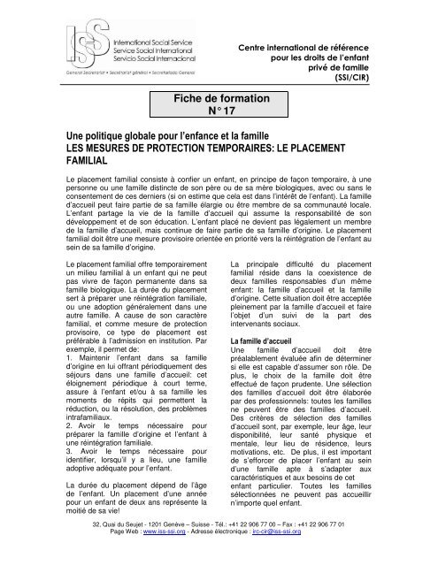 Le placement familial - ISS