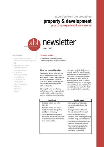 newsletter - Arnold Bloch Leibler