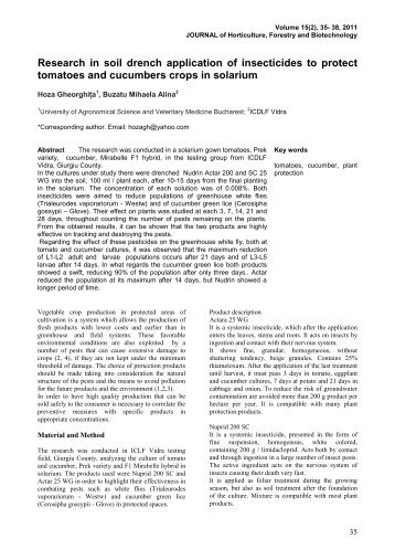 Research in soil drench application of insecticides to protect ...