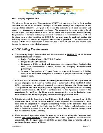 Billing and payment guidelines - the GDOT