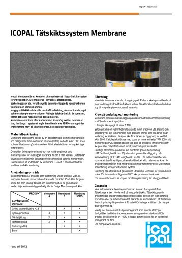 ICOPAL TÃ¤tskiktssystem Membrane - Icopal AB