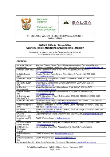 09 December 2008 QPMG Minutes - iwrm