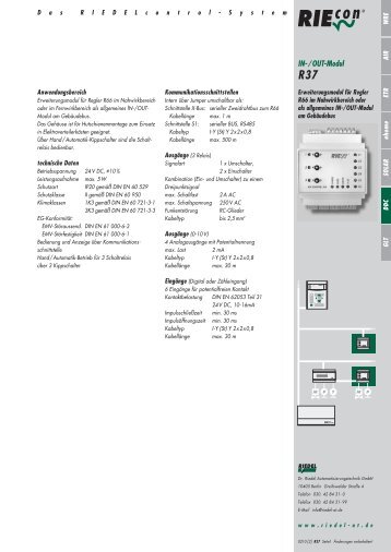 Datenblatt R37 - Dr. Riedel Automatisierungstechnik GmbH