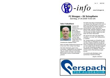 SV Schopfheim - FC Binzgen