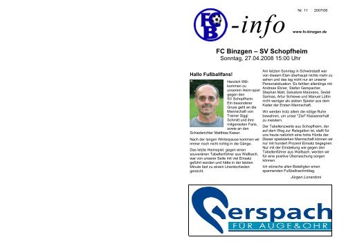 SV Schopfheim - FC Binzgen