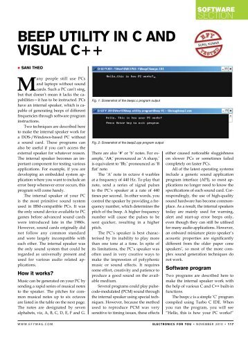 Beep UTiliTy in C and ViSUal C++