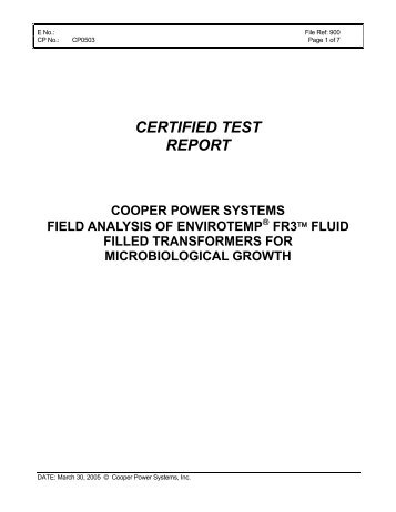 CERTIFIED TEST REPORT - SPX Transformer Solutions