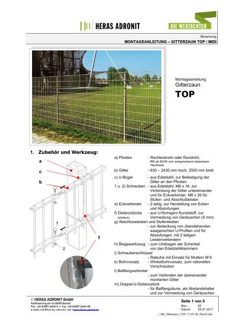Montageanleitung Gitterzaun TOP-MIDI - Adronit GmbH & Co.