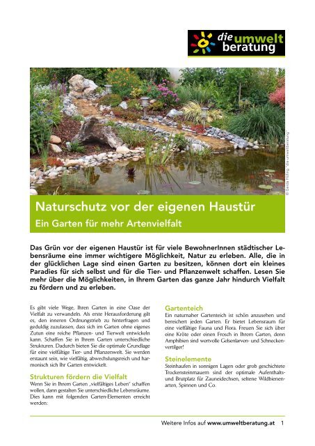 Naturschutz vor der eigenen HaustÃ¼r