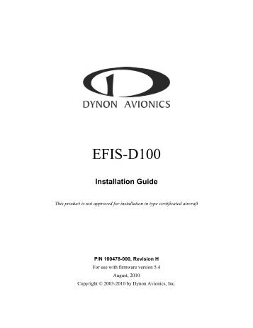 EFIS-D100 Installation Guide - Dynon Avionics