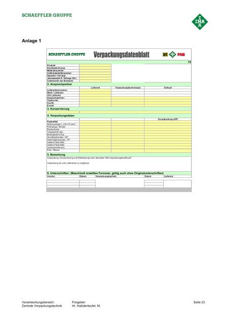 Verpackungshandbuch für Lieferanten Vorschriften für die ...