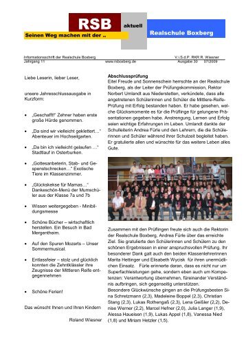 Ausgabe 30 07/2009 - Realschule Boxberg